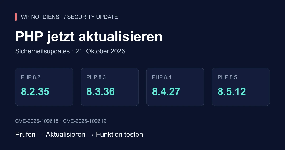 PHP-Sicherheitsupdate: korrigierte Versionen 8.2.35, 8.3.36, 8.4.27 und 8.5.12